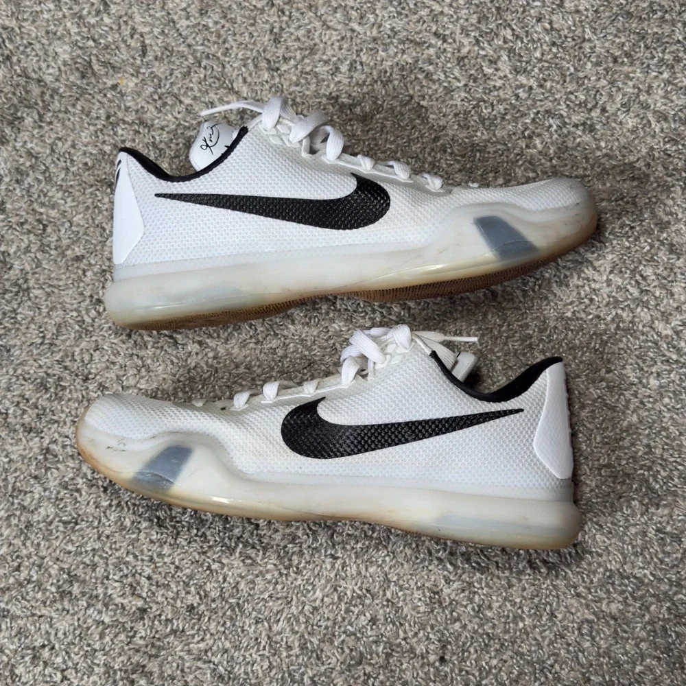 Nike Kobe 10 Fundamentals White Black Basketball Shoes 705317-100 Mens 10